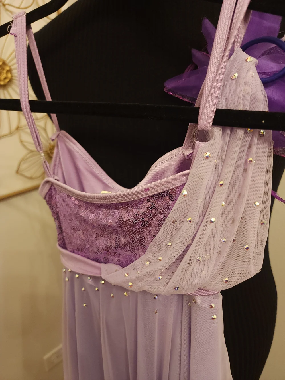 Girls Lavender Dance Costume With Rhinestones